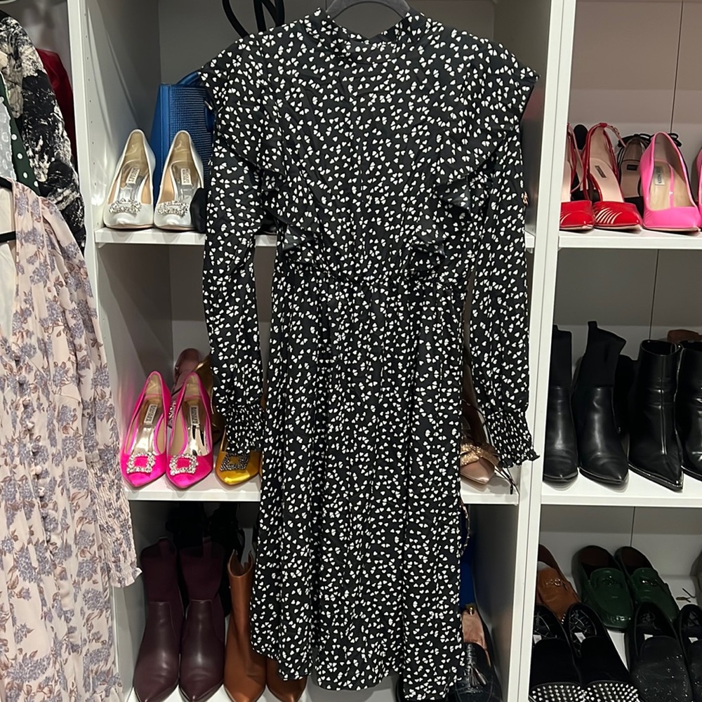 MIDI ruffle polka dot (heart shape) dress